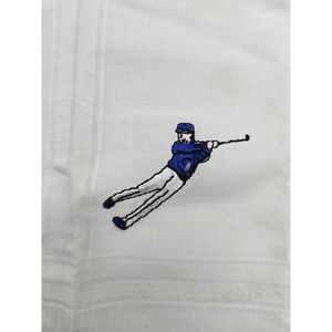 Embroidered‎ Golf Player Handkerchief White Cotton Linen Blend Pocket Square